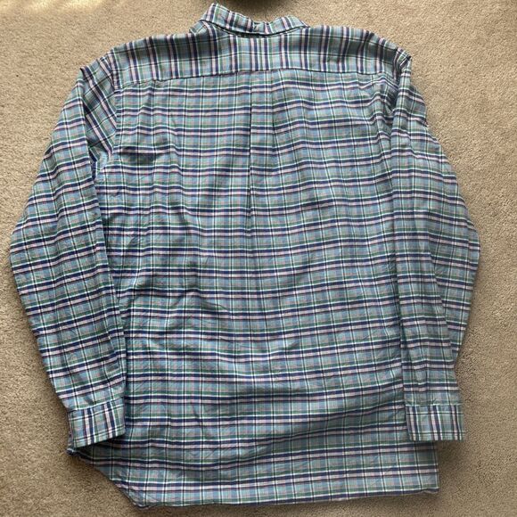 Ralph Lauren Button Down Shirt Mens 2XLT Plaid Blue Flesh Pony Preppy Casual - Picture 7 of 7